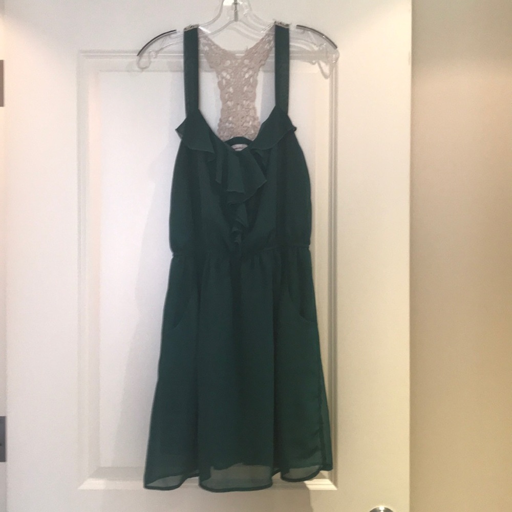 Foley Green Dress with Lace Back